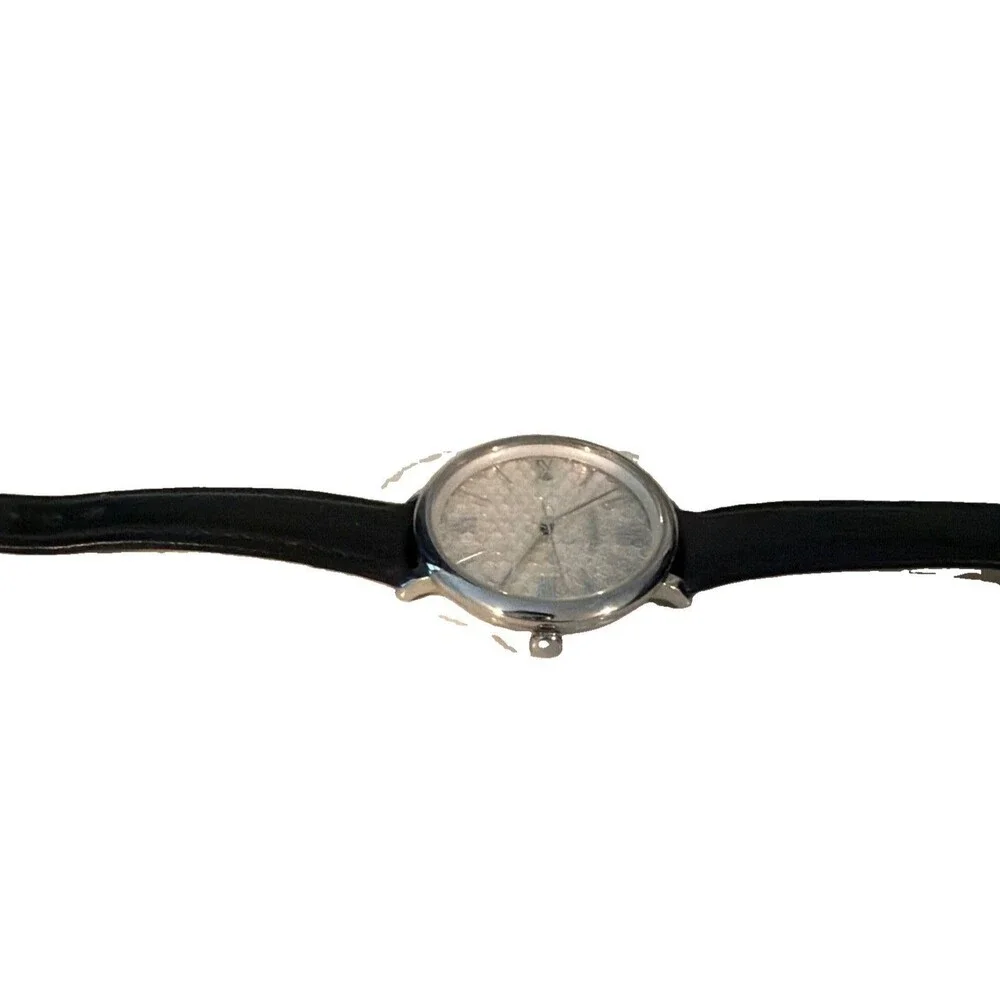 Fossil Women’s Analog Quartz Dress Watch Silver Dial Black Leather Strap